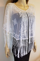 Long Beaded Sequin Capes With Woven Fringe