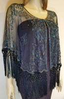 Long Beaded Sequin Capes With Woven Fringe